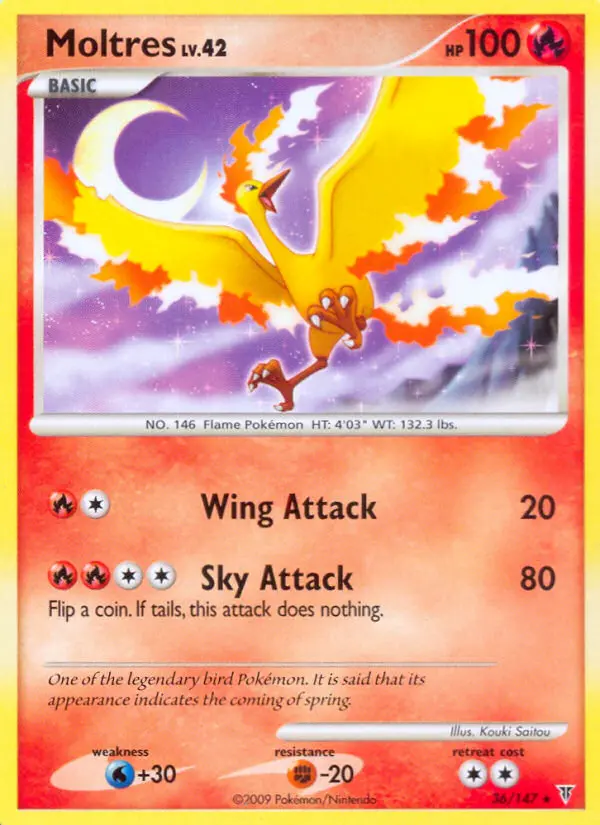Moltres Rare Pokemon card #36 from Supreme Victors