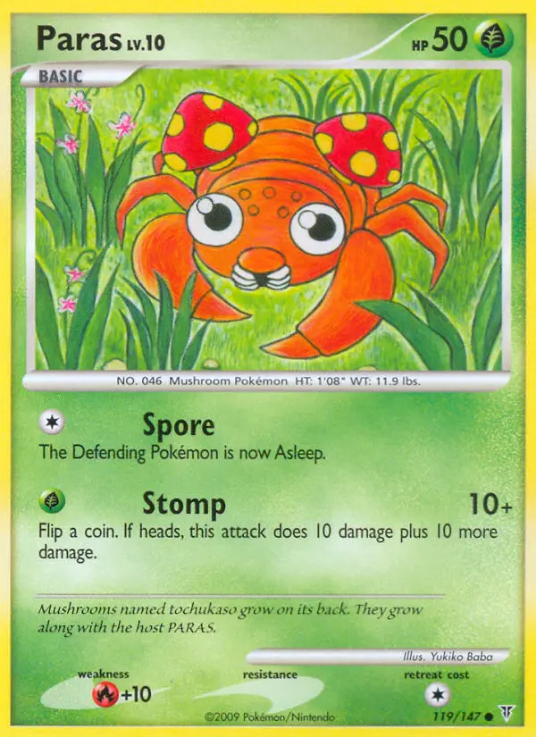 Paras Common Pokemon card #119 from Supreme Victors