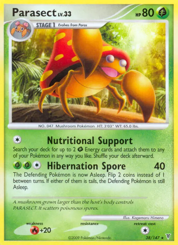 Parasect Rare Pokemon card #38 from Supreme Victors