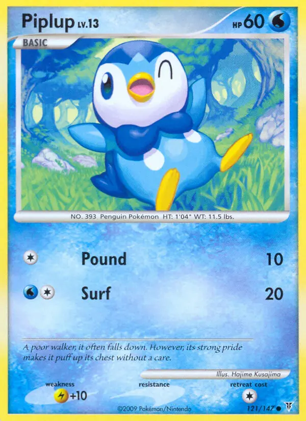 Piplup Common Pokemon card #121 from Supreme Victors