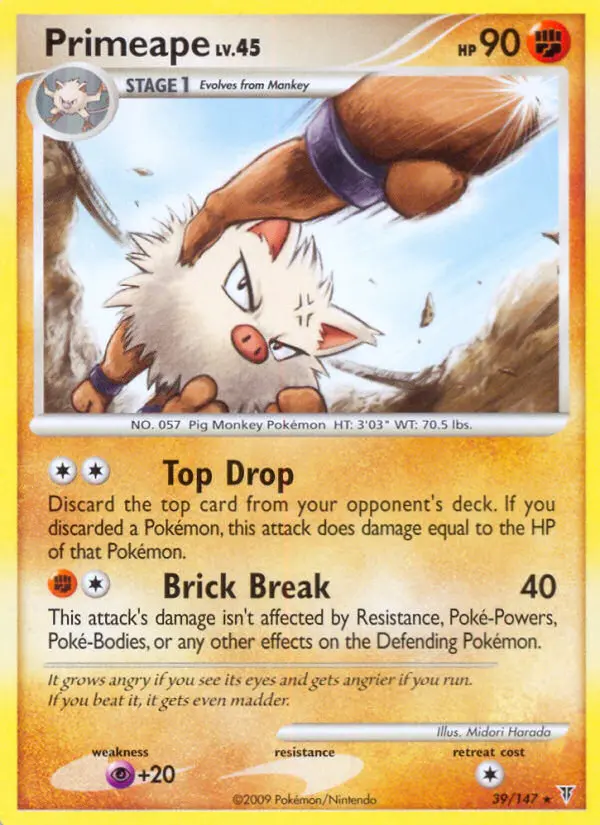 Primeape Rare Pokemon card #39 from Supreme Victors