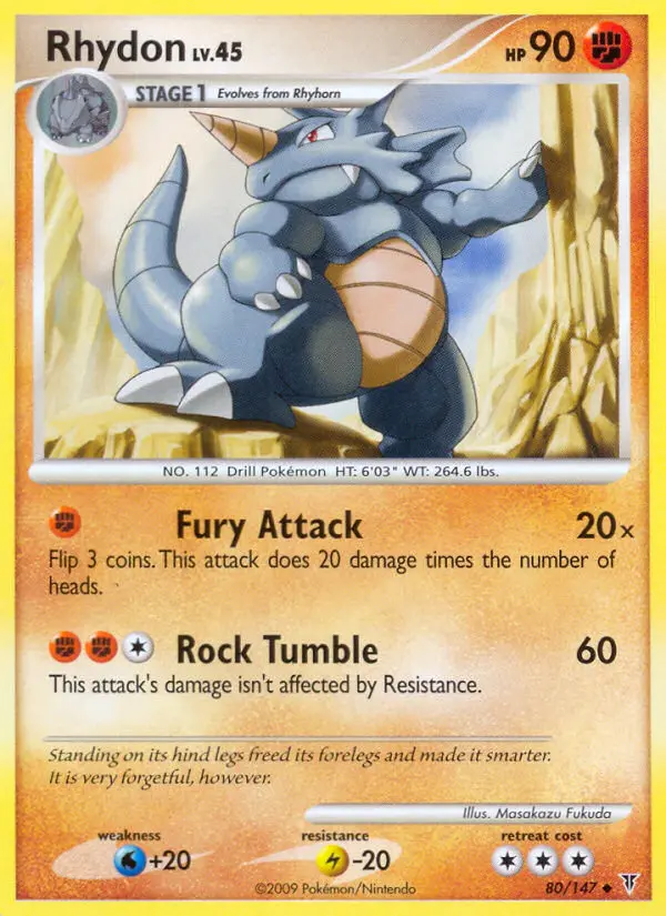 Rhydon Uncommon Pokemon card #80 from Supreme Victors