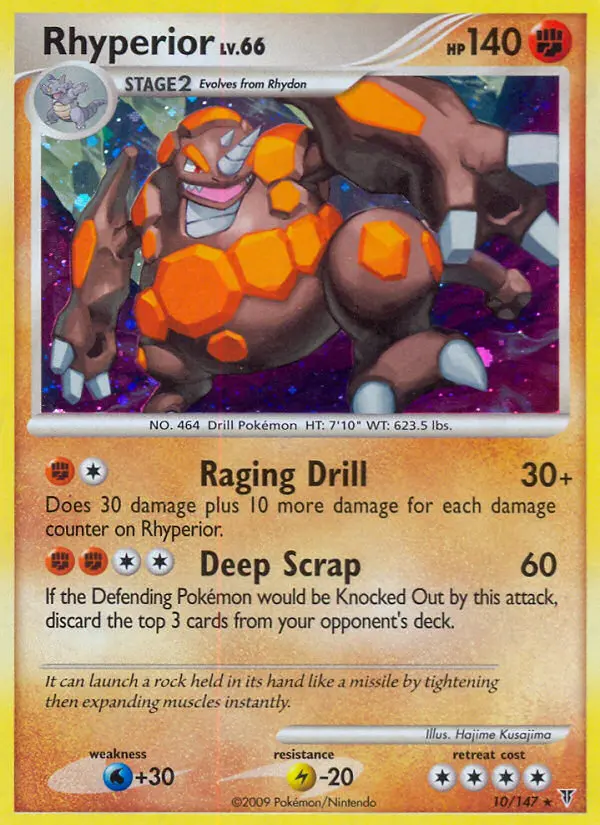Rhyperior Rare Holo Pokemon card #10 from Supreme Victors