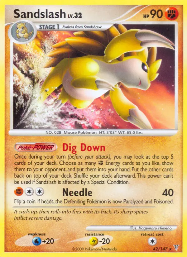 Sandslash Rare Pokemon card #42 from Supreme Victors
