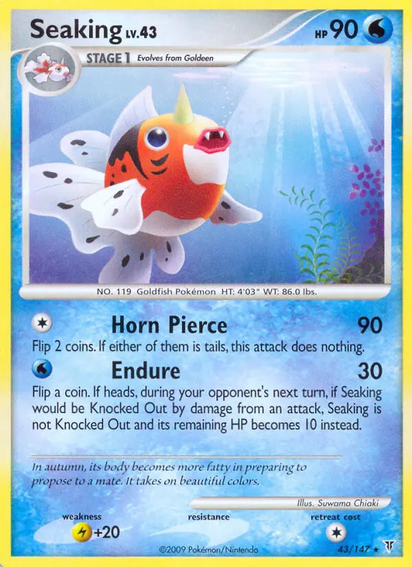 Seaking Rare Pokemon card #43 from Supreme Victors