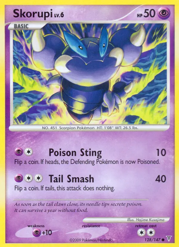 Skorupi Common Pokemon card #128 from Supreme Victors