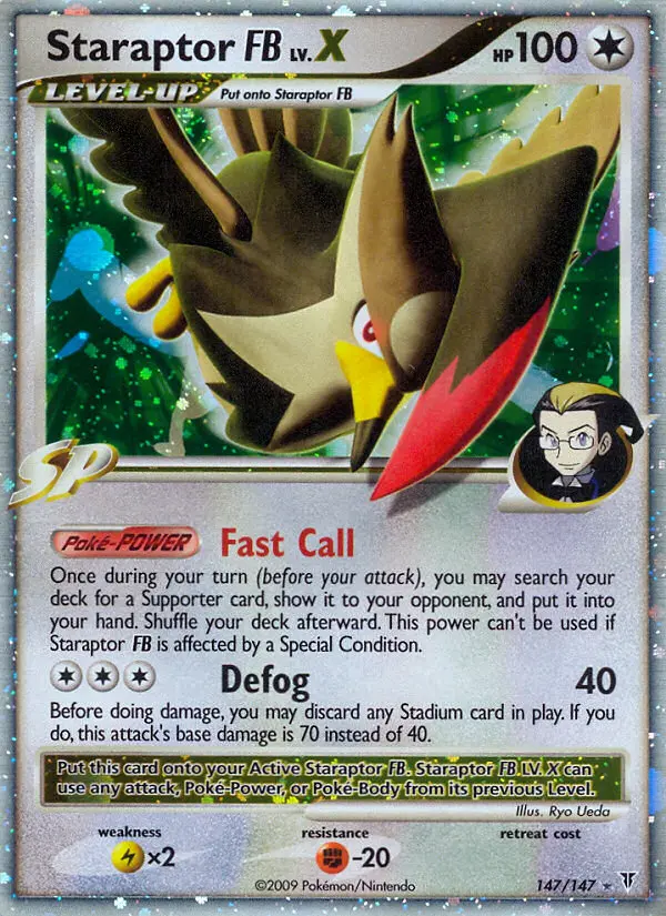 Staraptor FB Rare Holo LV.X Pokemon card #147 from Supreme Victors
