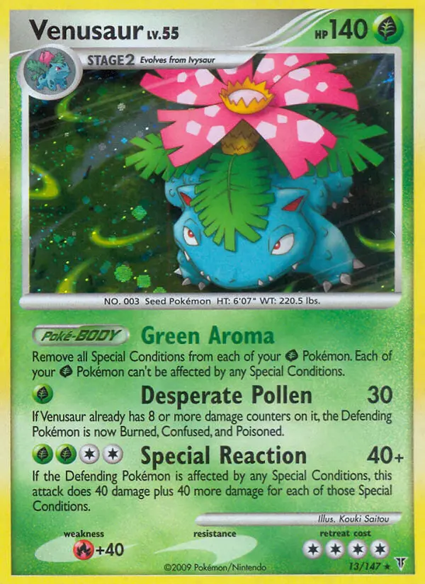 Venusaur Rare Holo Pokemon card #13 from Supreme Victors