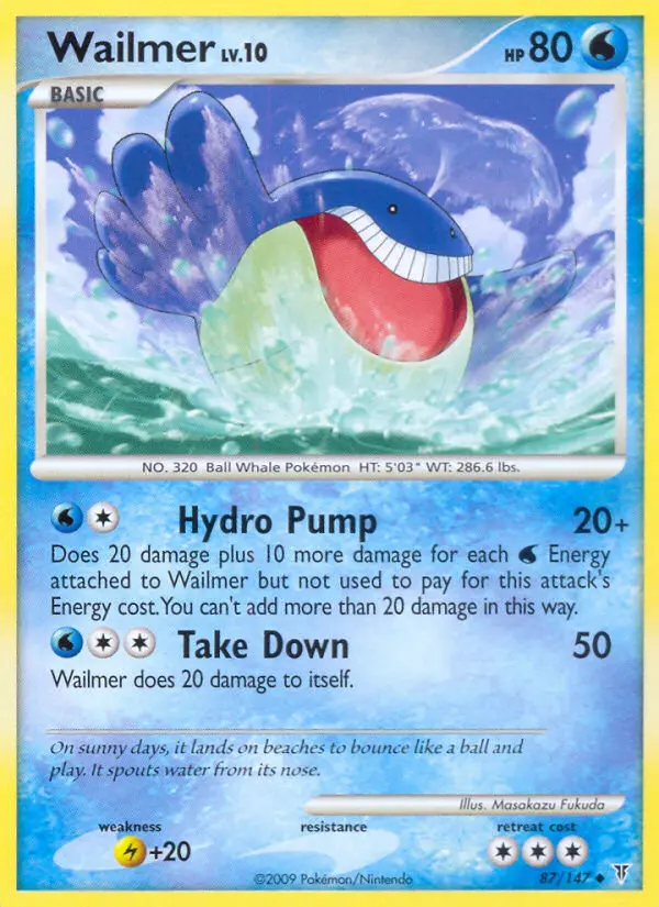 Wailmer Uncommon Pokemon card #87 from Supreme Victors