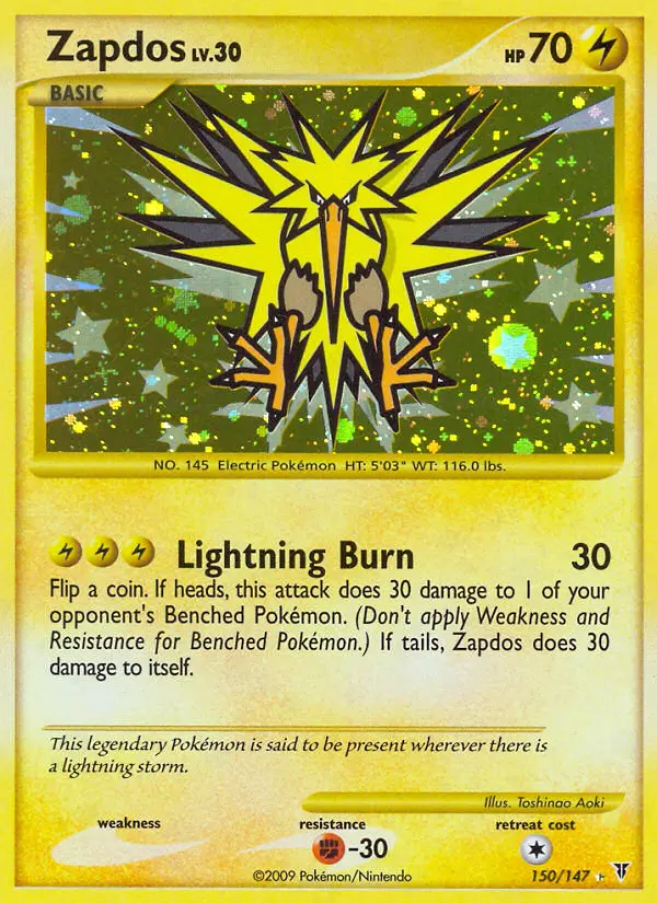 Zapdos Rare Pokemon card #150 from Supreme Victors