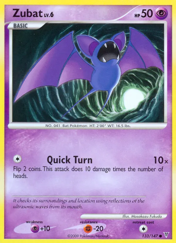 Zubat Common Pokemon card #133 from Supreme Victors