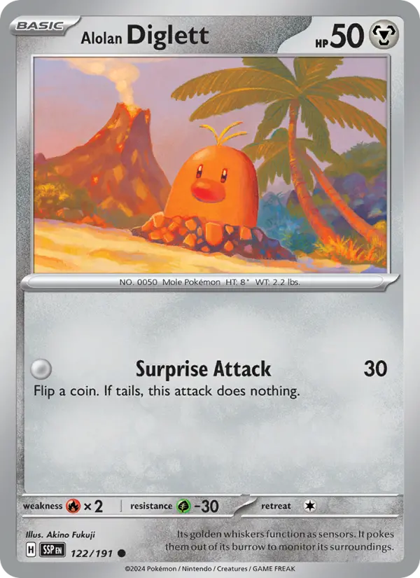 Alolan Diglett Common Pokemon card #122 from Surging Sparks
