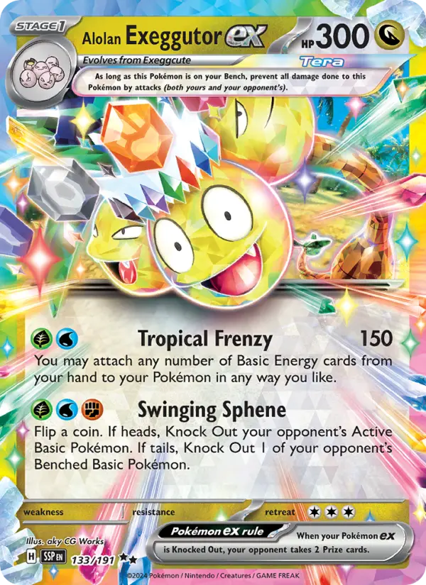 Alolan Exeggutor ex Double rare Pokemon card #133 from Surging Sparks