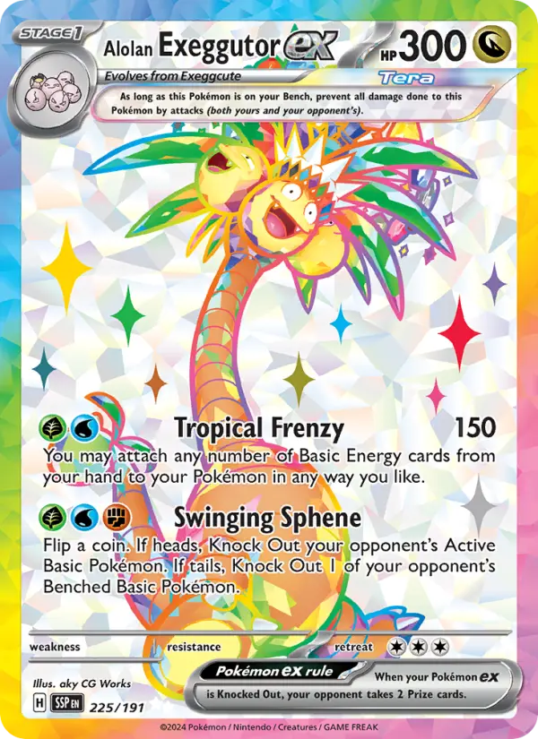 Alolan Exeggutor ex Ultra Rare Pokemon card #225 from Surging Sparks