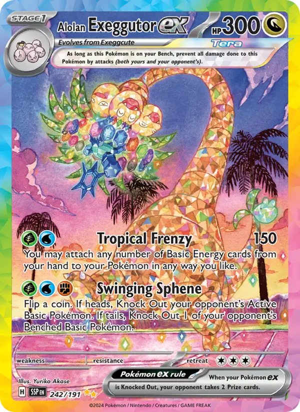 Alolan Exeggutor ex Special illustration rare Pokemon card #242 from Surging Sparks
