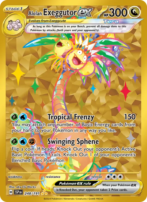 Alolan Exeggutor ex Hyper rare Pokemon card #248 from Surging Sparks