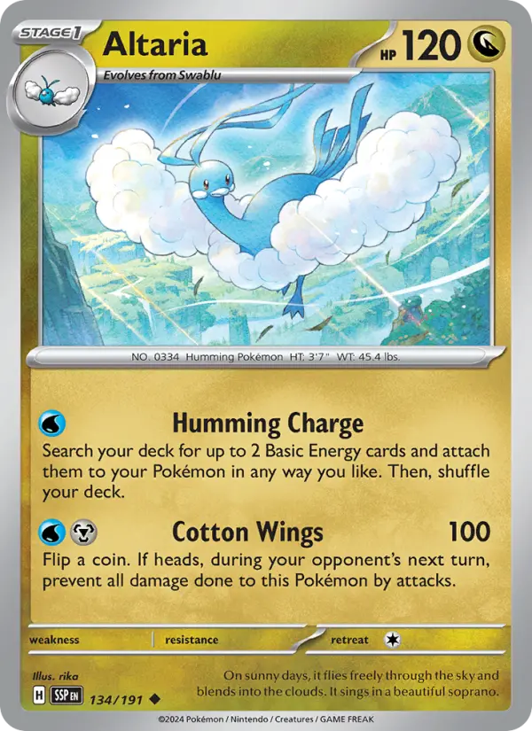 Altaria Pokemon card artwork