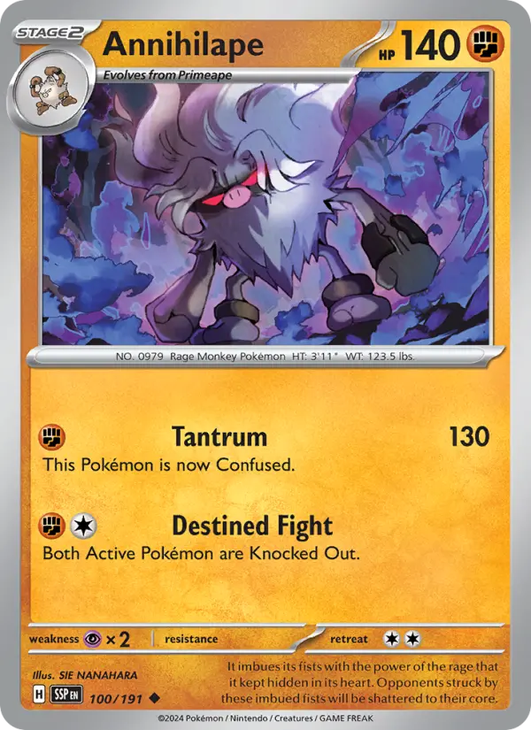 Annihilape Uncommon Pokemon card #100 from Surging Sparks
