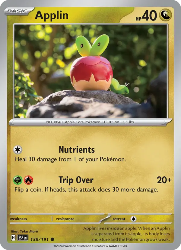 Applin Common Pokemon card #138 from Surging Sparks