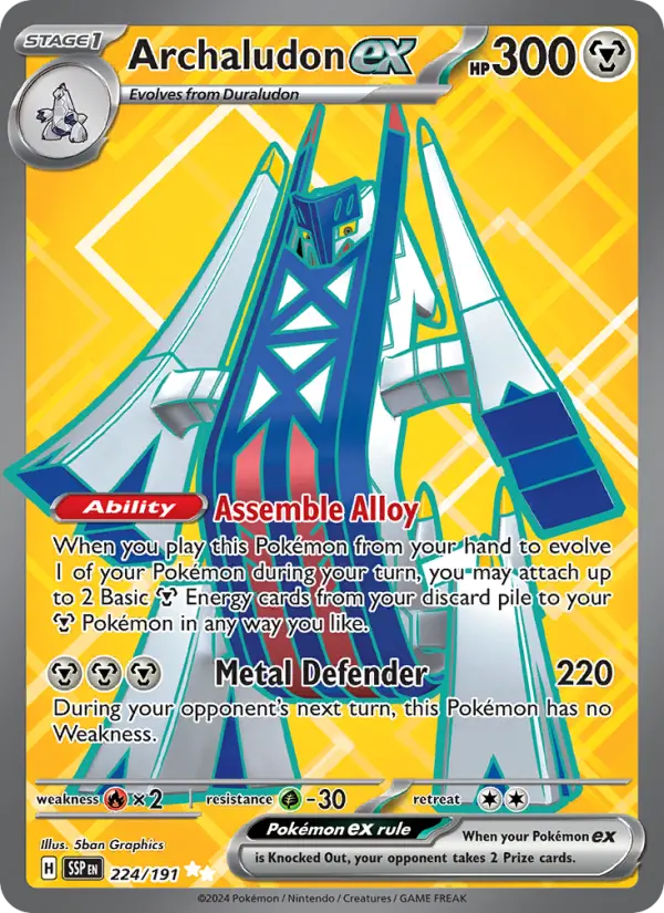 Archaludon ex Ultra Rare Pokemon card #224 from Surging Sparks