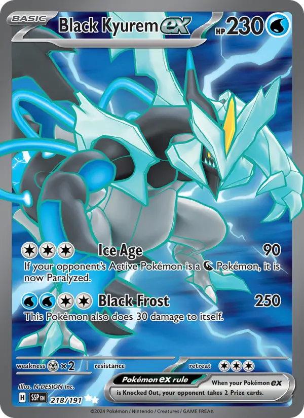 Black Kyurem ex Ultra Rare Pokemon card #218 from Surging Sparks