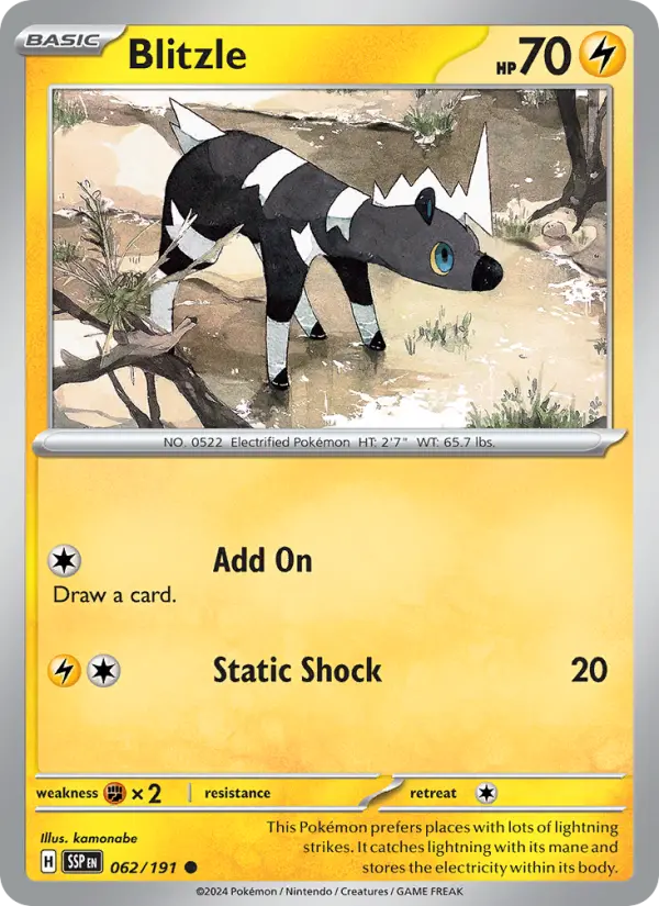 Blitzle Common Pokemon card #062 from Surging Sparks