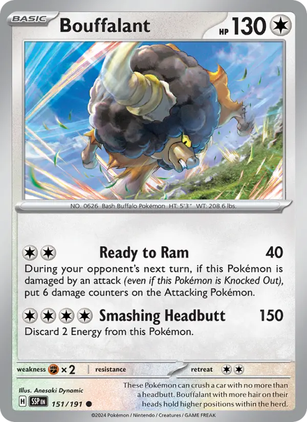 Bouffalant Common Pokemon card #151 from Surging Sparks