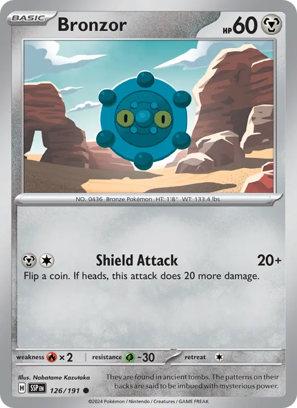 Bronzor Common Pokemon card #126 from Surging Sparks