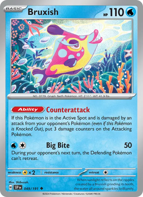 Bruxish Uncommon Pokemon card #049 from Surging Sparks