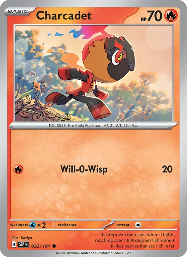 Charcadet Common Pokemon card #032 from Surging Sparks