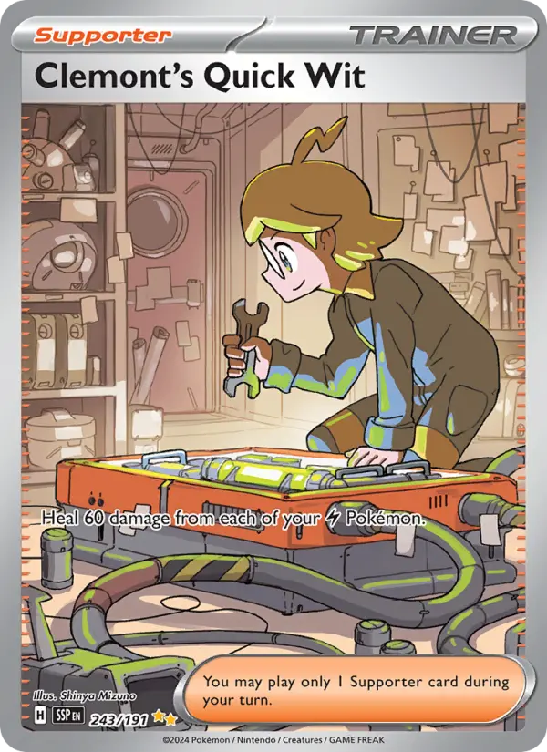 Clemont's Quick Wit Special illustration rare Pokemon card #243 from Surging Sparks