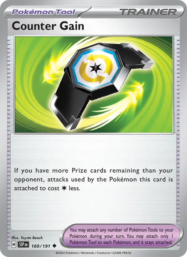 Counter Gain Uncommon Pokemon card #169 from Surging Sparks