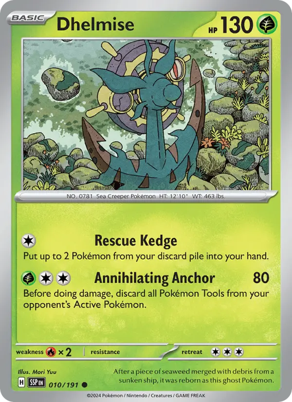Dhelmise Common Pokemon card #010 from Surging Sparks