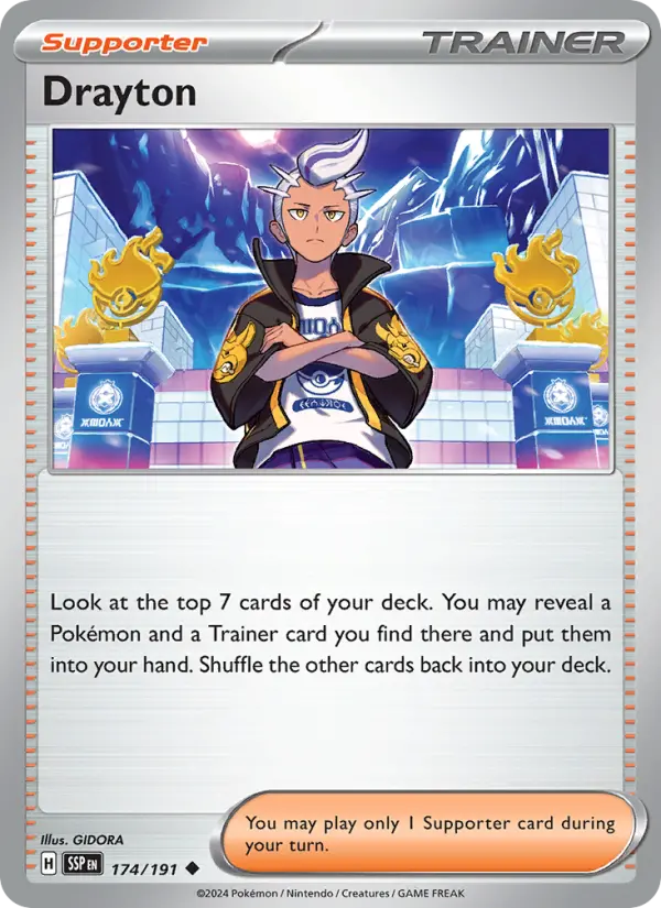 Drayton Uncommon Pokemon card #174 from Surging Sparks