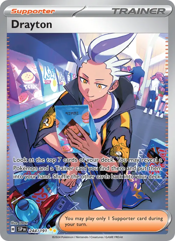 Drayton Special illustration rare Pokemon card #244 from Surging Sparks