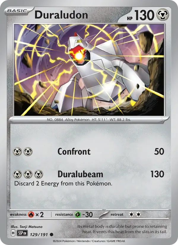 Duraludon Common Pokemon card #129 from Surging Sparks