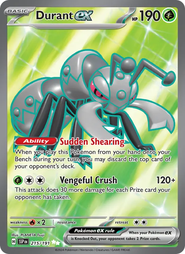 Durant ex Ultra Rare Pokemon card #215 from Surging Sparks