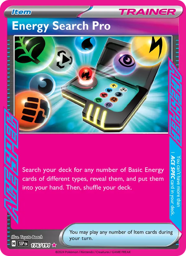 Energy Search Pro ACE SPEC Rare Pokemon card #176 from Surging Sparks