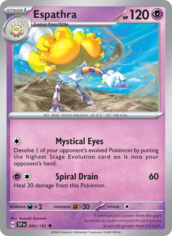 Espathra Uncommon Pokemon card #095 from Surging Sparks
