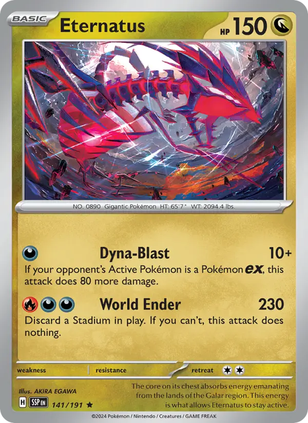 Eternatus Rare Pokemon card #141 from Surging Sparks