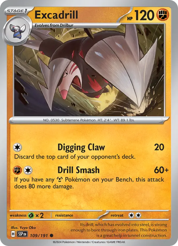 Excadrill Common Pokemon card #109 from Surging Sparks