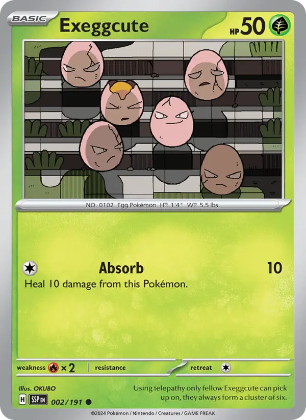 Exeggcute Common Pokemon card #002 from Surging Sparks
