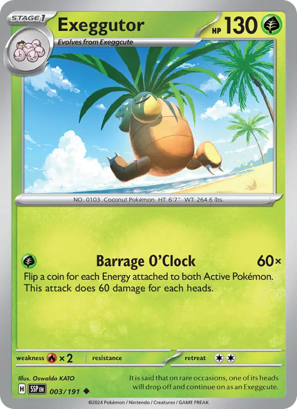 Exeggutor Uncommon Pokemon card #003 from Surging Sparks