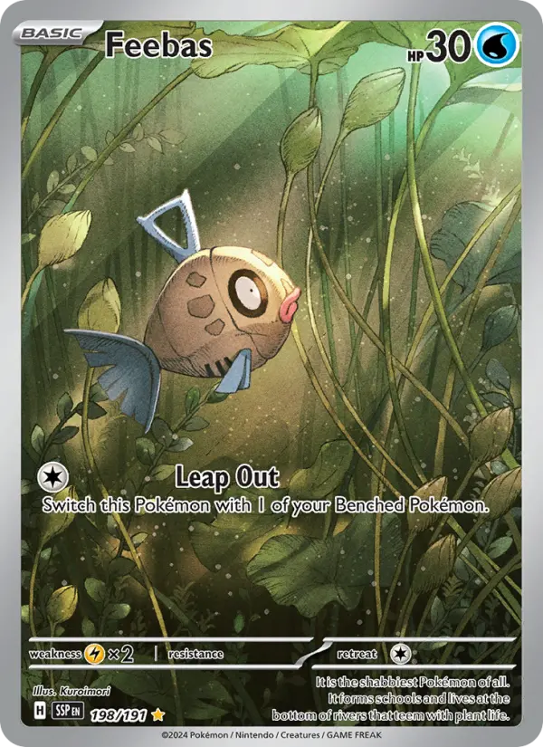 Feebas Illustration rare Pokemon card #198 from Surging Sparks