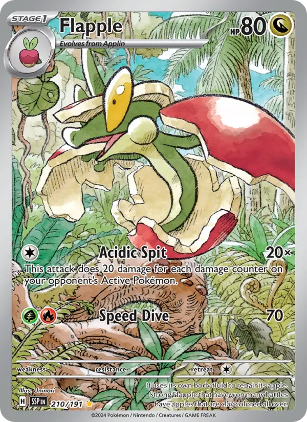 Flapple Illustration rare Pokemon card #210 from Surging Sparks