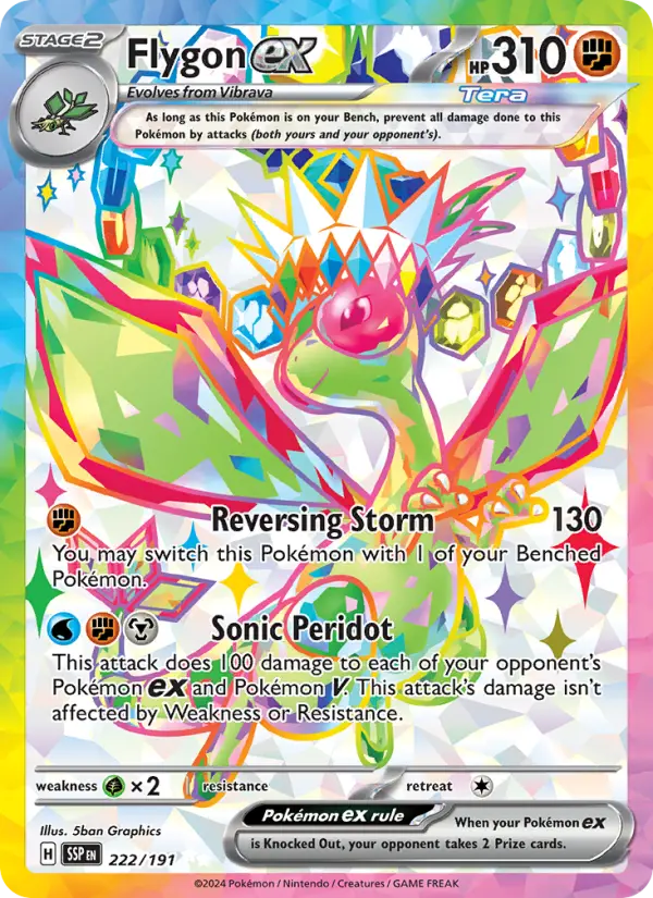 Flygon ex Ultra Rare Pokemon card #222 from Surging Sparks