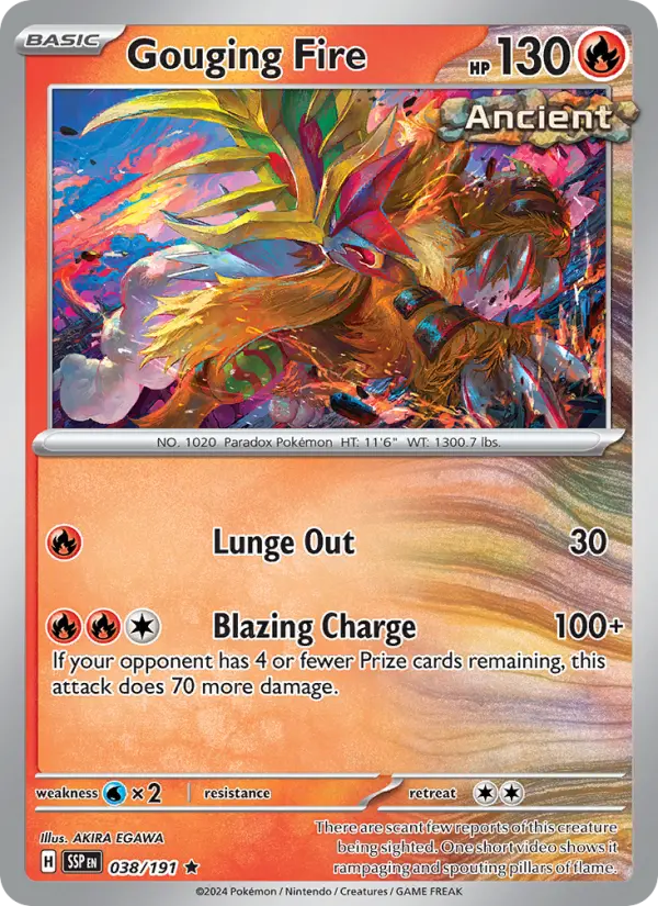 Gouging Fire Rare Pokemon card #038 from Surging Sparks