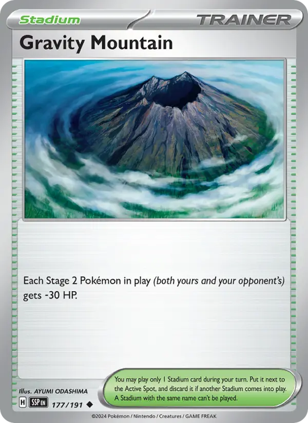 Gravity Mountain Uncommon Pokemon card #177 from Surging Sparks