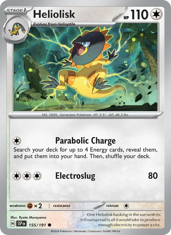 Heliolisk Common Pokemon card #155 from Surging Sparks