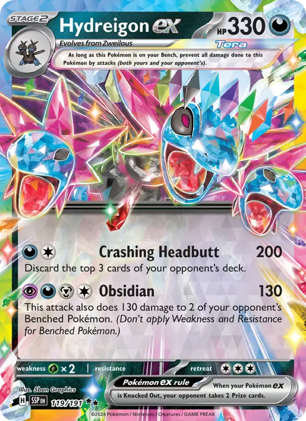 Hydreigon ex Double rare Pokemon card #119 from Surging Sparks